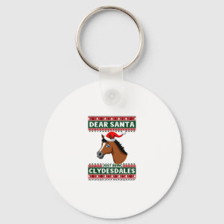 Clydesdale Horse Christmas Ugly Xmas Sweater Eques Key Ring