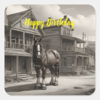 Clydesdale horse in ghost town