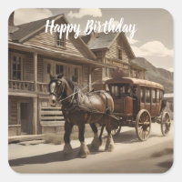 Clydesdale horse pulling stagecoach