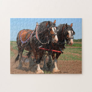 Clydesdale Ploughing Horses. Jigsaw Puzzle