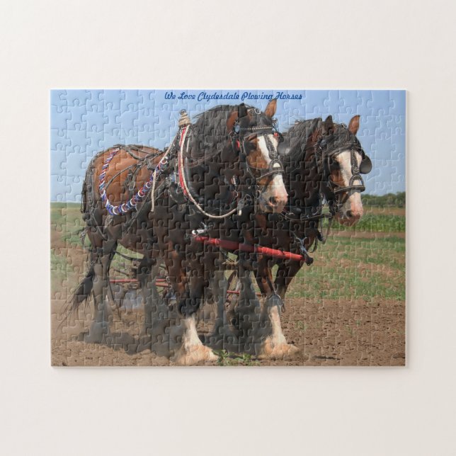 Clydesdale Ploughing Horses. Jigsaw Puzzle (Horizontal)
