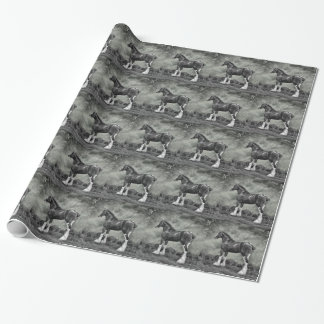 Clydesdale Stallion B&W Wrapping Paper