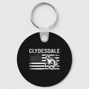 Clydesdale Usa Flag Equestrian Horse Breed Women M Key Ring