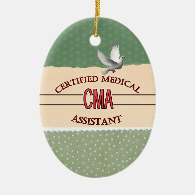 CMA Certified Medical Assistant LOGO Ceramic Tree Decoration (Front)
