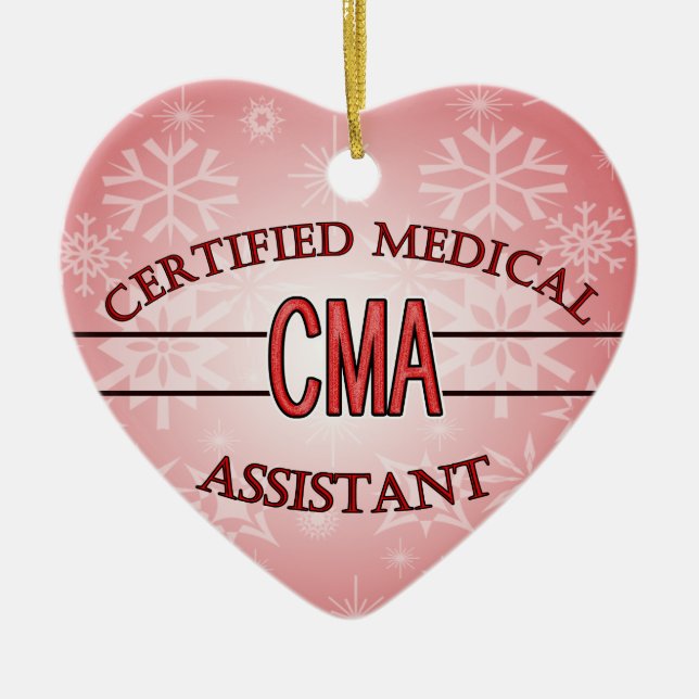 CMA Certified Medical Assistant LOGO Ceramic Tree Decoration (Front)