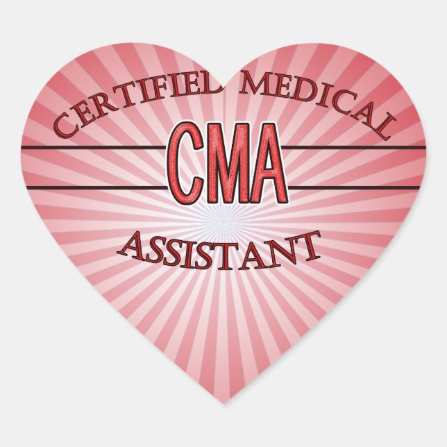 CMA Certified Medical Assistant LOGO Heart Sticker (Front)