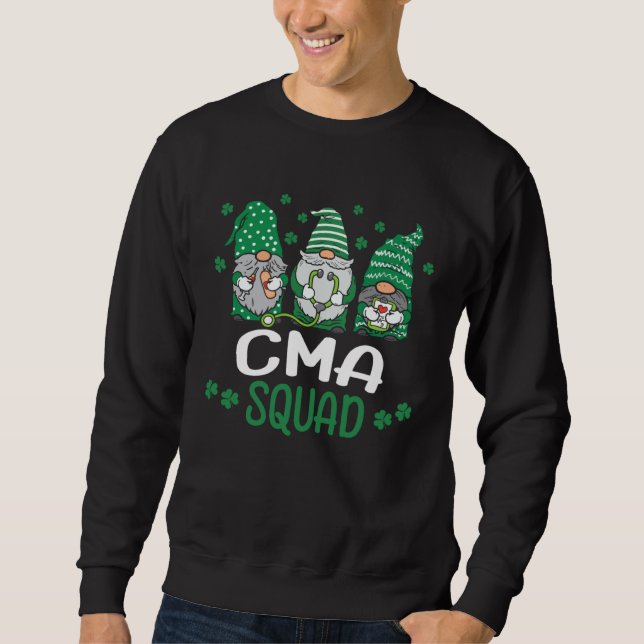CMA Nurse Squad Shamrock  Gnomes Nurse St Patricks Sweatshirt (Front)