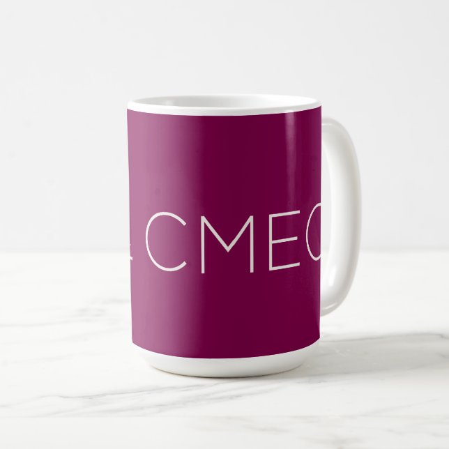 CMEC Coffee Mug - 15-oz, deep red with white (Front Right)