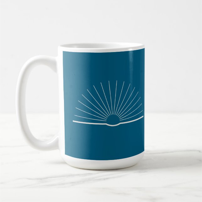 CMEC Coffee Mug - 15-oz, turquoise with white (Left)