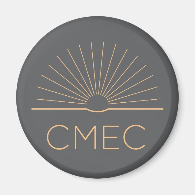 CMEC Fridge Magnet - grey with peach logo (Front)