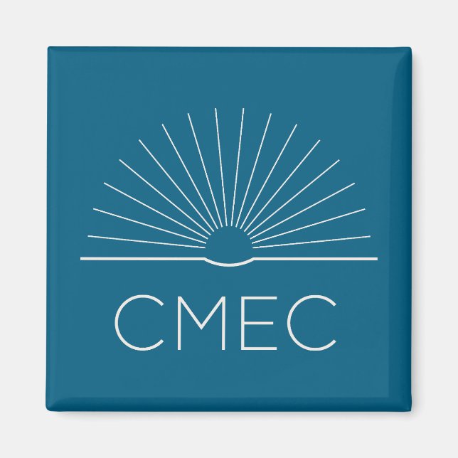 CMEC Fridge Magnet - square, turquoise with white (Front)
