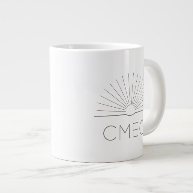 CMEC Jumbo Coffee Mug - 20 oz, white with grey (Front Right)