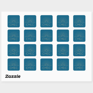 CMEC Stickers - square, blue with peach, 1.5"x1.5"