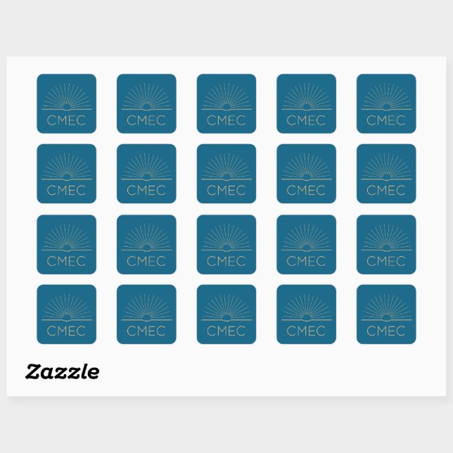 CMEC Stickers - square, blue with peach, 1.5"x1.5" (Sheet)