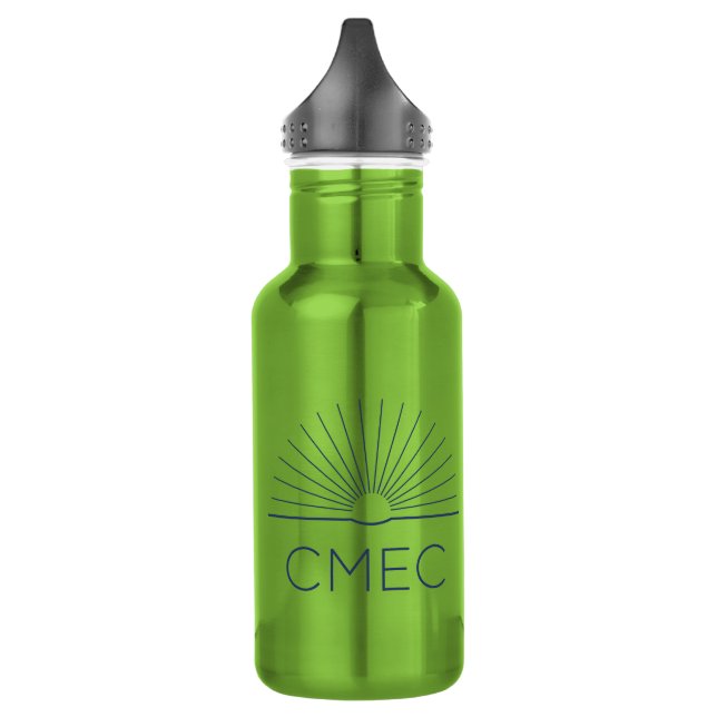 CMEC Water Bottle - 18 oz, green with navy logo (Left)