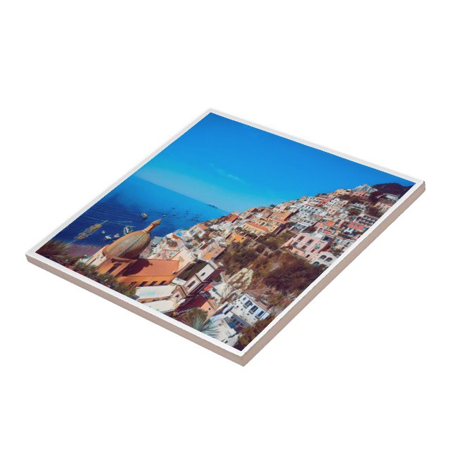 CMP008 POSITANO, AMALFI COAST, Italy, Ceramic Tile (Side)