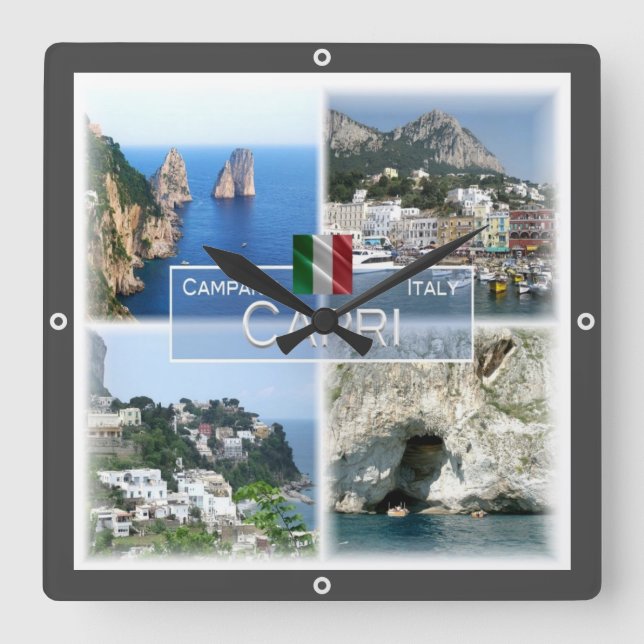 CMP020 CAPRI, Campania, Italy, Square Wall Clock (Front)