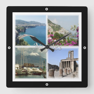 CMP035 NAPLES, Amalfi, Sorrento, Pompeii, Square Wall Clock