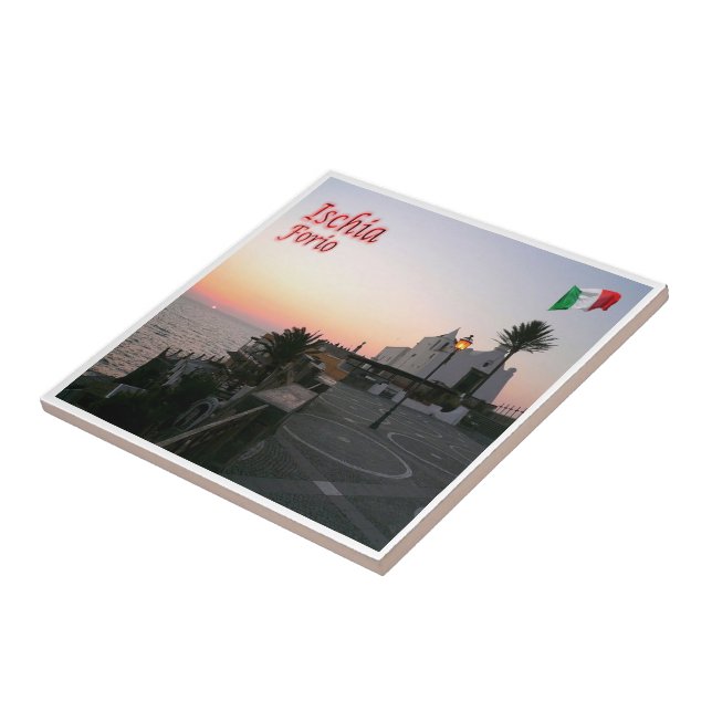 CMP081 ISCHIA, Forio at Sunset, Italy, Ceramic Tile (Side)