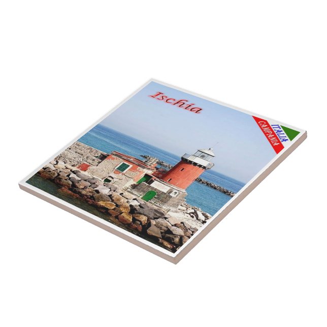 CMP083 ISCHIA, Lighthouse, Italy, Ceramic Tile (Side)