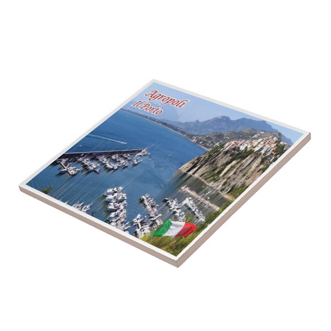 CMP129 AGROPOLI, SALERNO, The Port, Ceramic Tile (Side)