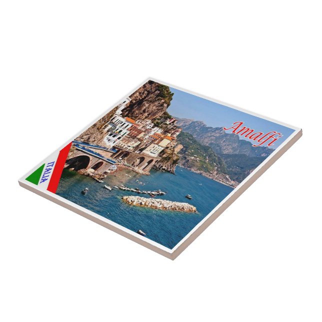 CMP139 AMALFI, Panorama, Italy, Ceramic Tile (Side)