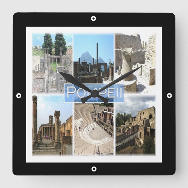 CMP155 POMPEII the ruins, Pompei, Campania, Square Wall Clock (Front)