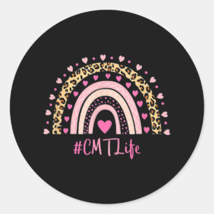 Cmt Nurse Leopard Print Boho Rainbow Nurse's Week Classic Round Sticker