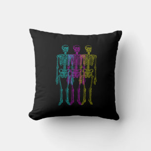 CMY Halftone Skeleton Graphic Illustration Cushion