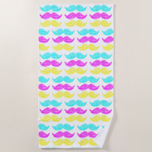 CMY Moustaches Beach Towel