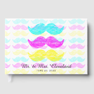 CMY Moustaches Letter Press Guest Book