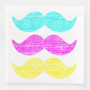 CMY Moustaches (letterpress style) Napkin
