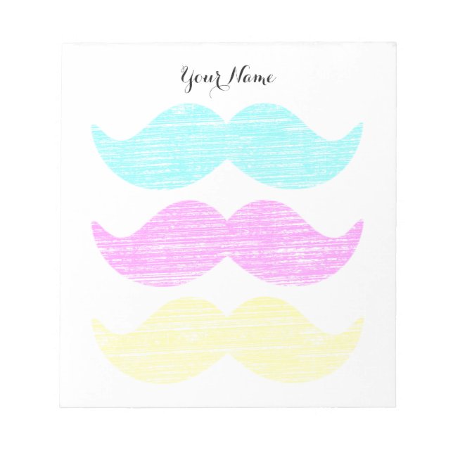CMY Moustaches (letterpress style) Notepad (Front)
