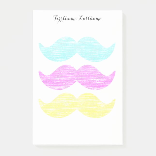 CMY Moustaches (letterpress style) Post-it Notes (Front)