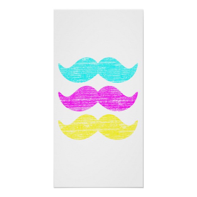 CMY Moustaches (letterpress style) Poster (Front)