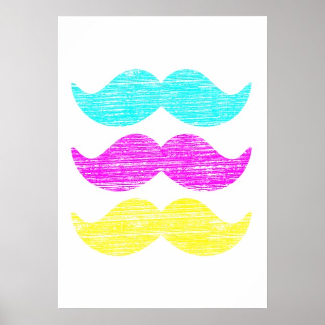 CMY Moustaches (letterpress style) Poster (Front)
