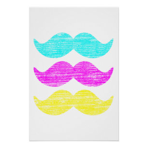 CMY Moustaches (letterpress style) Poster