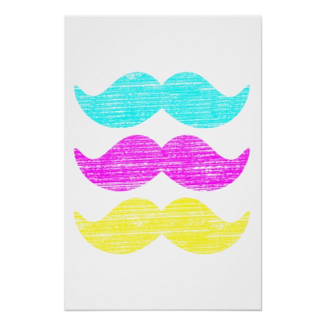 CMY Moustaches (letterpress style) Poster (Front)
