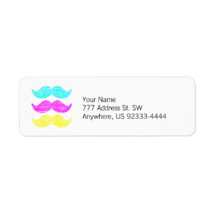 CMY Moustaches (letterpress style) Return Address Label
