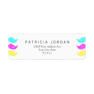 CMY Moustaches (letterpress style) Return Address Label