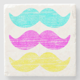 CMY Moustaches (letterpress style) Stone Coaster