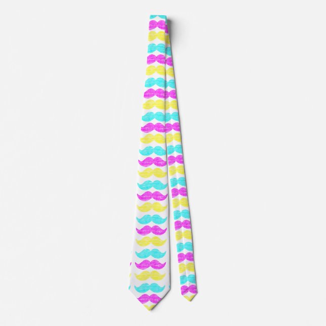 CMY Moustaches (letterpress style) Tie (Front)