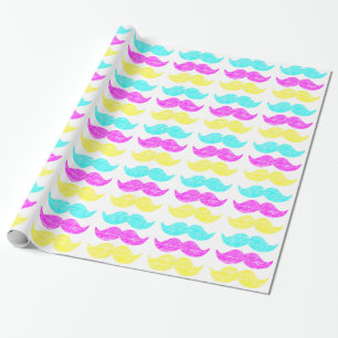 CMY Moustaches Wrapping Paper