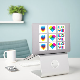 CMYK Assorted Love Heart Stickers