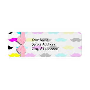 CMYK hipster moustache pattern Return Address Label
