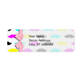 CMYK hipster moustache pattern Return Address Label