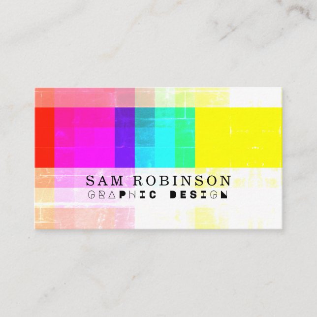 CMYK Lo Fi Bright Colourful Grunge Cool Business Card (Front)