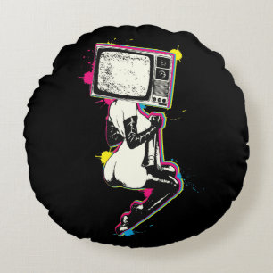 Cmyk pin-up round cushion