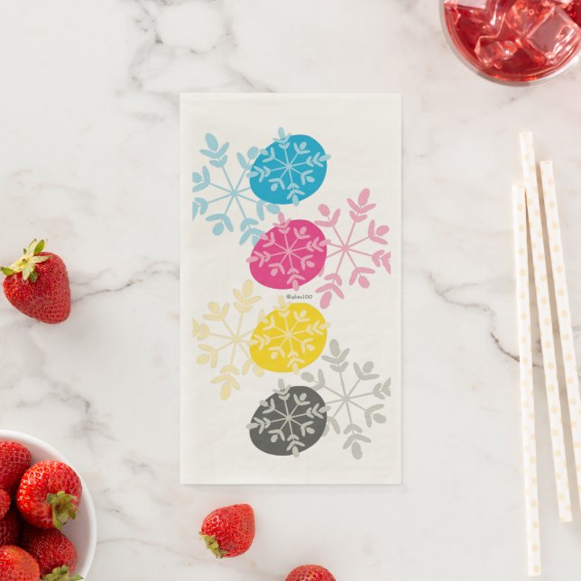 CMYK Snowflakes Napkin (Insitu)