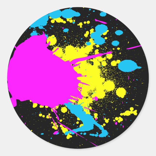 CMYK Splash Classic Round Sticker (Front)